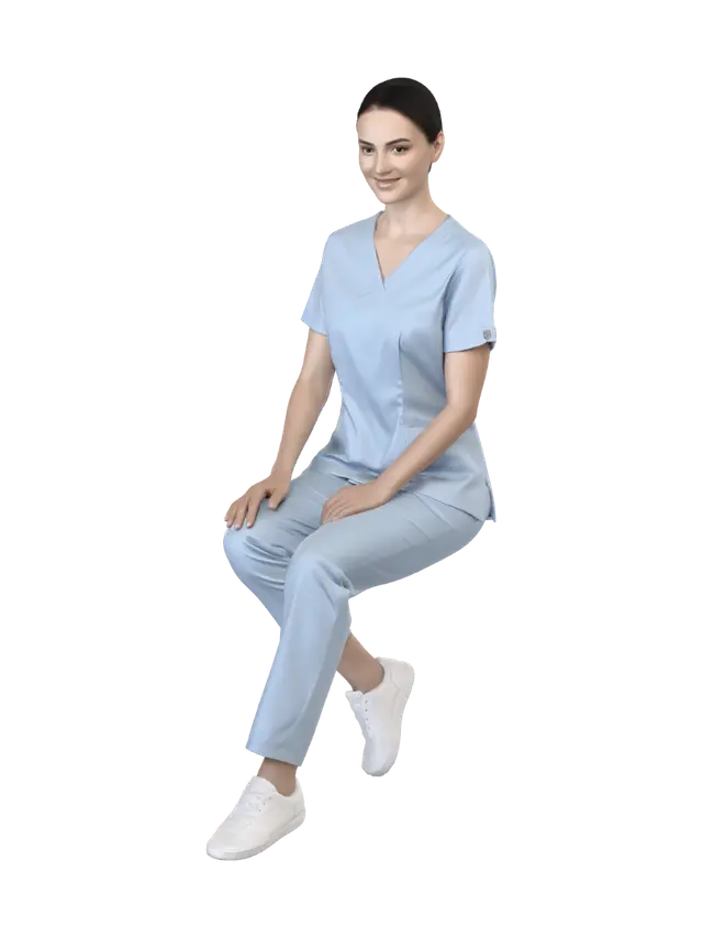 3D model for Calm Nurse in Light Blue Scrubs
