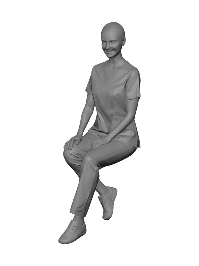 3D model for Calm Nurse in Light Blue Scrubs