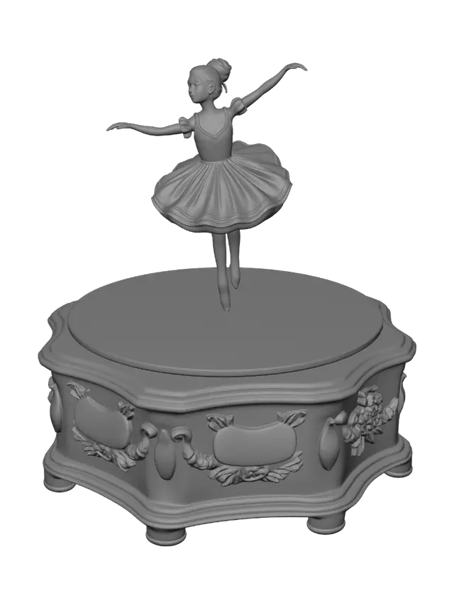 3D model for Ballerina on a Vintage Music Box