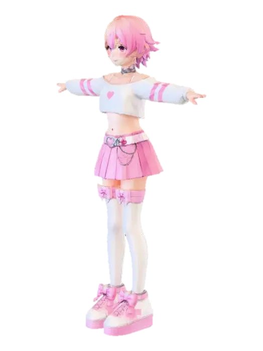 Femboy 3D model, vytvořený pomocí AI