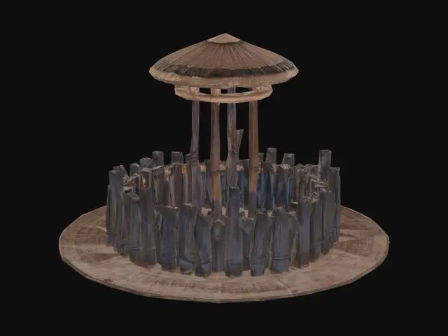 3D model for Basic medieval watch post made of wood stakes