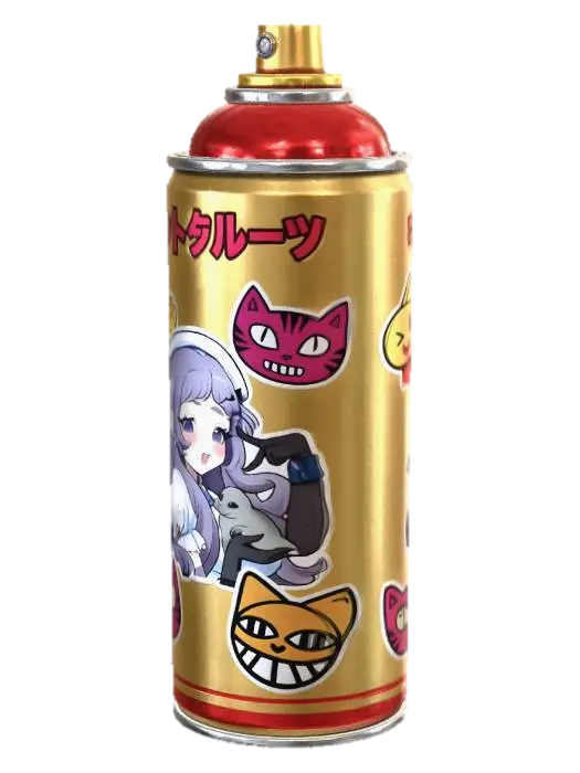 Anime Girl and Cat Spray Can 3D model, vytvořený pomocí AI