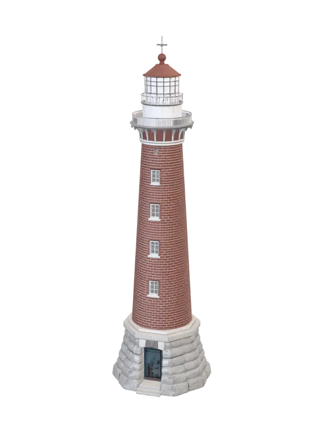 Brick Lighthouse on a Stone Foundation - Seaside 3D model, vytvořený pomocí AI