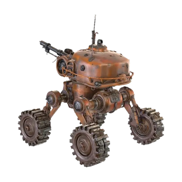 Rustic Mech Rover - Characterplayer 3D model, vytvořený pomocí AI