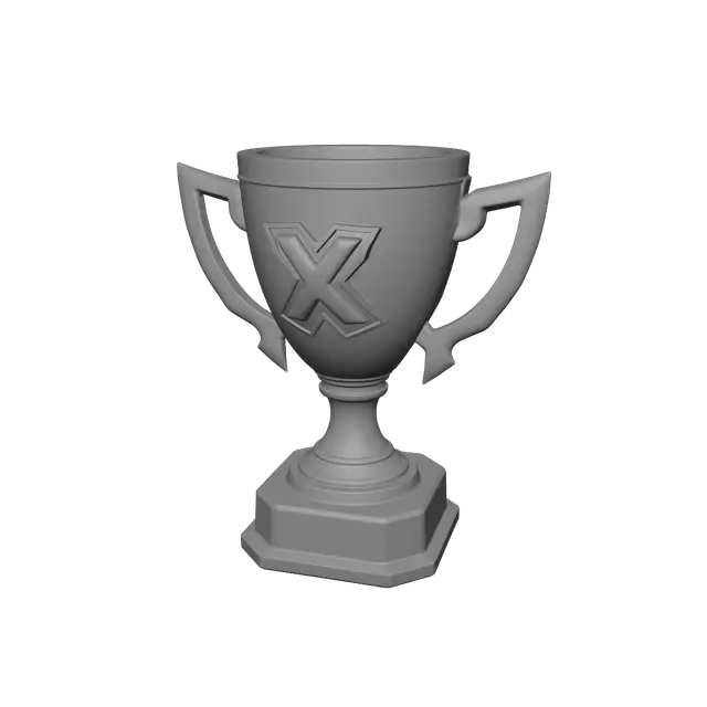 Realizar en dos colores, esta copa . Los dos colores son solamente la copa y la “X”-3D-modell, genererad av AI