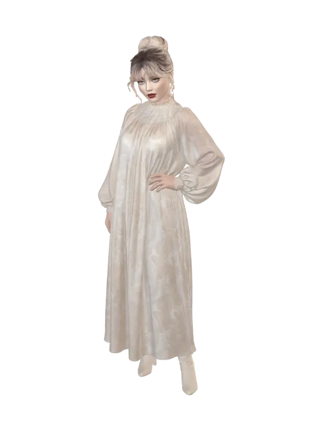 3D model for Beige Paisley Evening Gown