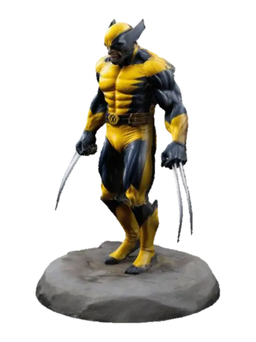 Wolverine Statue 3D model, vytvořený pomocí AI