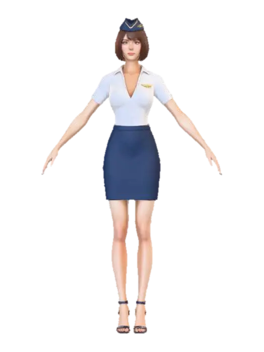 Flight Attendant Chic - Pretty 3D model, vytvořený pomocí AI