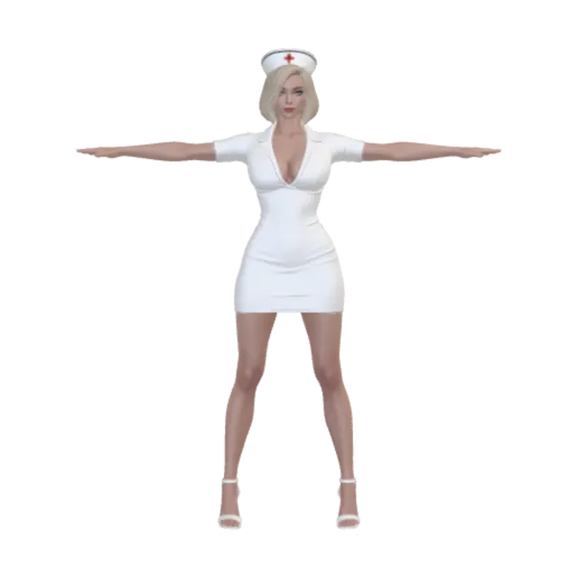 Nurse in a White Dress - Pretty 3D model, vytvořený pomocí AI