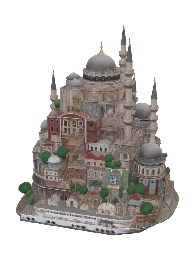 Modello 3D Floating City of Domes - Utopian, generato dall’IA