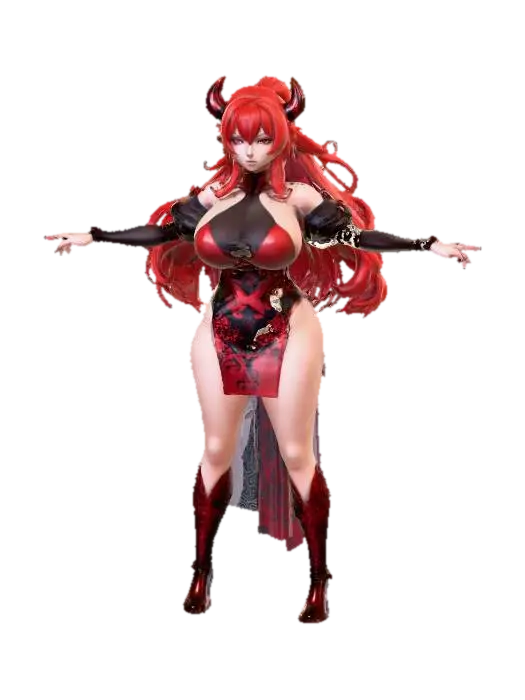 Rias Gremory from 'Highschool DxD' - Waifu 3D model, vytvořený pomocí AI