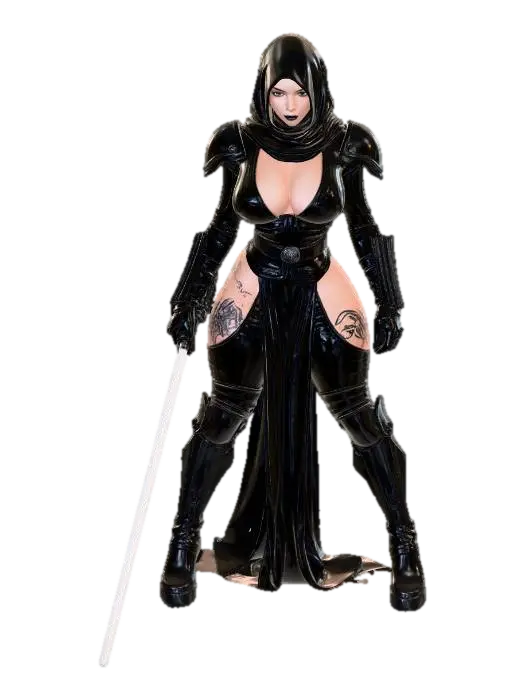 female Sith Lord 3D model, vytvořený pomocí AI