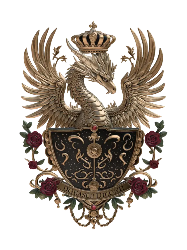 Royal Phoenix Crest - Monogram 3D model, vytvořený pomocí AI