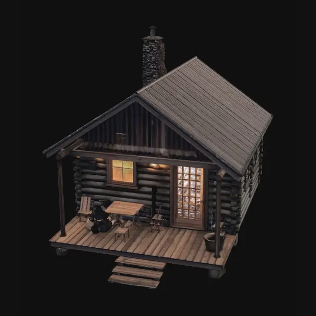 3D model for Cozy Cabin at Dusk