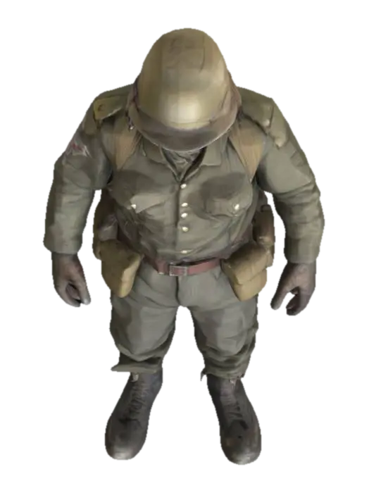 WW1 enemy soldier turned monster. still in soldiers clothing and helemet but now… 3D model, vytvořený pomocí AI
