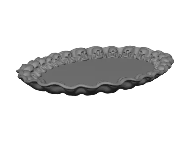 3D model for Oval Pink Ruffled Plate
