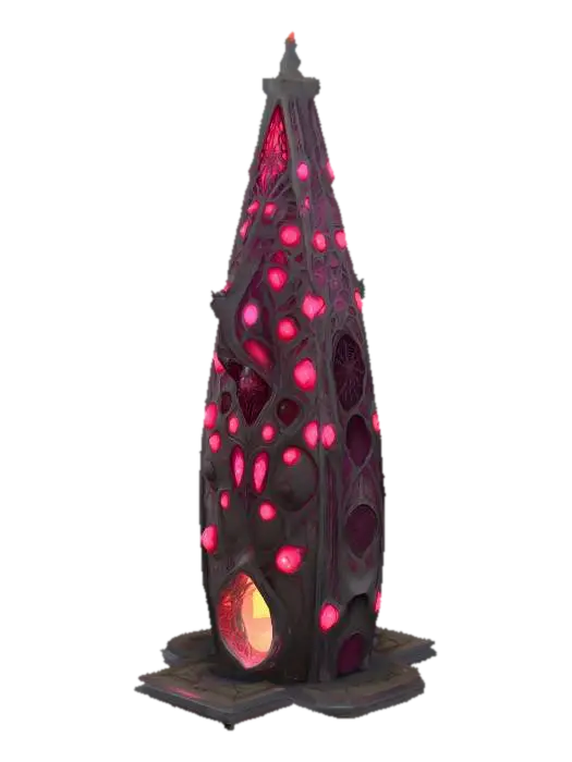 Design a very tall biomechanical TEAR shaped building fused with organic and… - Spiderweb 3D model, vytvořený pomocí AI