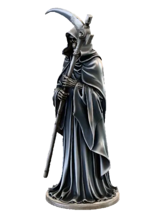 Grim Reaper Statue, holding a sickle, stone statue - Scythe 3D model, vytvořený pomocí AI