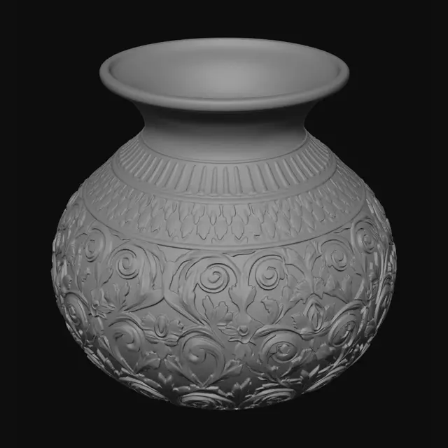 3D model for Engraved Silver Vase