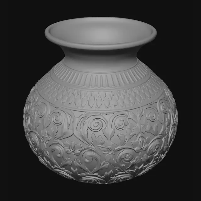 3D model for Engraved Silver Vase