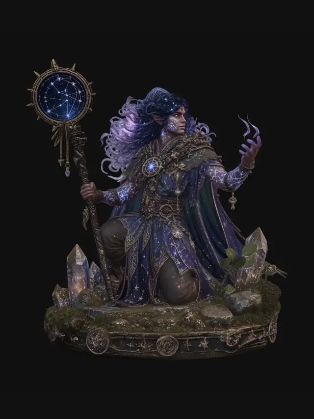 3D model for A Circle of the Stars Druid Dungeons and Dragons Game Piece. In Starry Form they are able to augment their abilities with a choice of Constellations. Very dangerous Druid who can act as the party's spell caster. or of course healer. Use a wilderness game piece base.