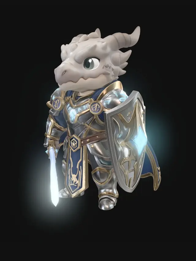 3D model for A dragonborn dungeons and dragons style game piece. Lacking wings and a tail they stand upright in humanoid form.  Very highly detailed with scales and muscles. The dragonborn is a skilled fighter champion. Equipped with an ancient runic battle axe and wearing Armor of Invulnerability. High contrast.