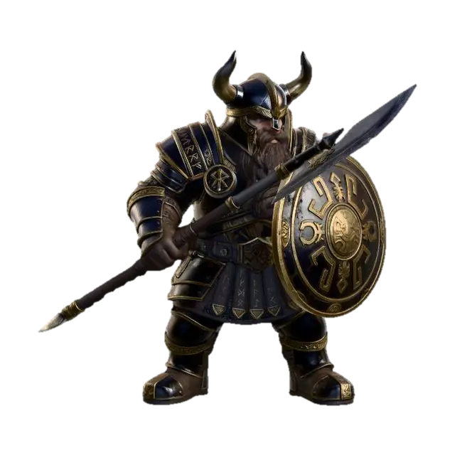 Dwarven Runic Warlord - Guild 3D model, vytvořený pomocí AI