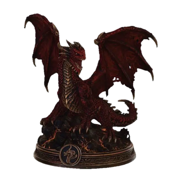 A Dungeons and Dragons inspired Red Dragon Game Piece. With Singed dragon scales… - Battles 3D model, vytvořený pomocí AI