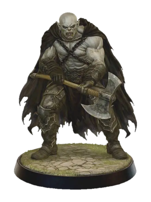 Lothark, half-orc barbarian 3D model, vytvořený pomocí AI