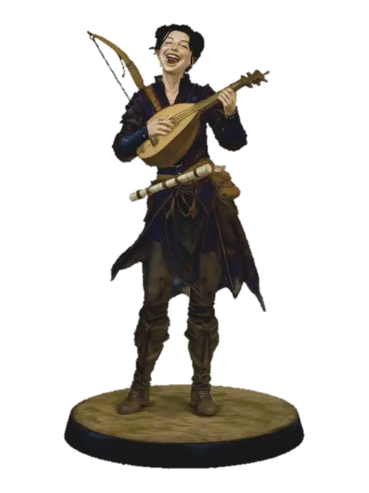 Erika, human bard - Musician 3D model, vytvořený pomocí AI
