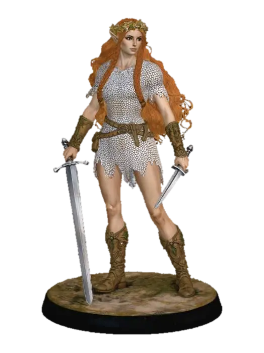 Valesty, elf ranger - Mother 3D model, vytvořený pomocí AI