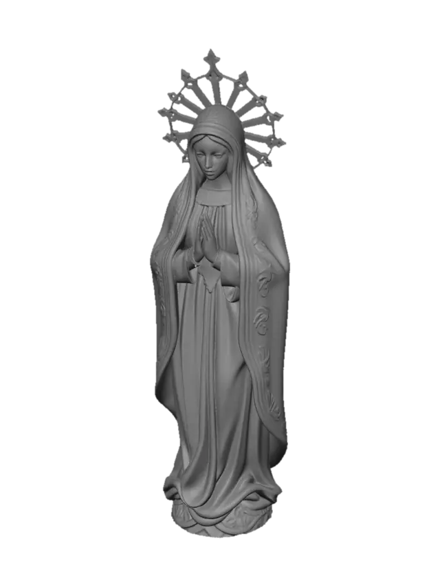 3D model for Virgen de guadalupe realista, con cara relajada y bonita, en pose de rezo, detallada para imprimir en 3d