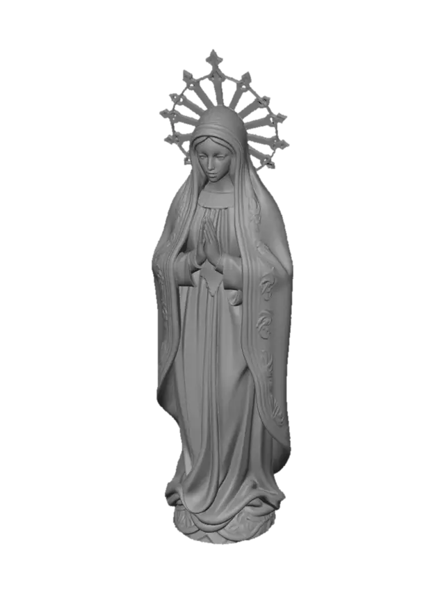 3D model for Virgen de guadalupe realista, con cara relajada y bonita, en pose de rezo, detallada para imprimir en 3d