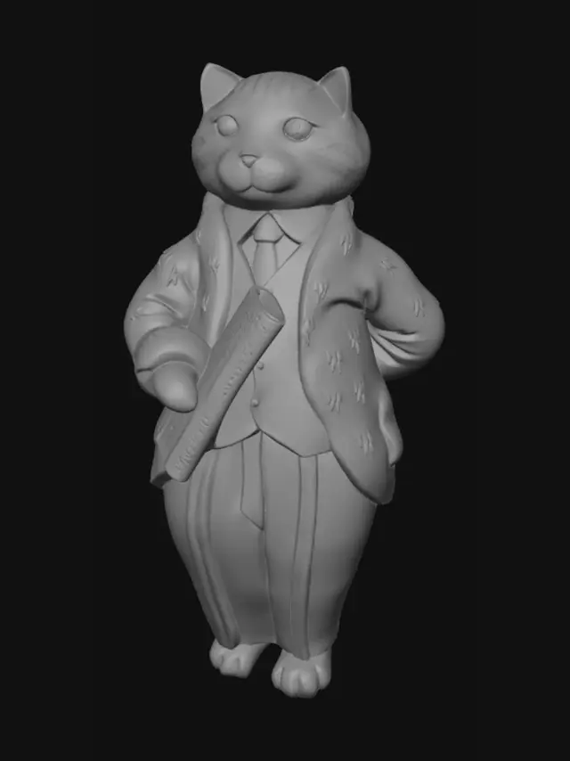 3D model for Gentleman Cat Reading the Newspaper