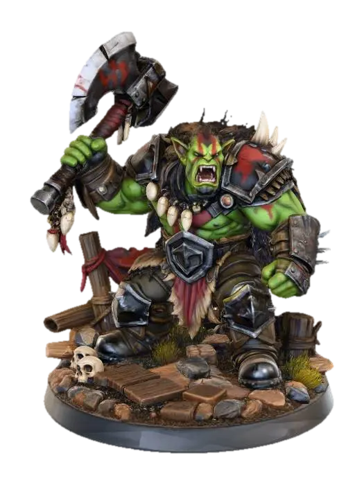 Orc Warlord Unleashed - Fantasyart 3D model, vytvořený pomocí AI