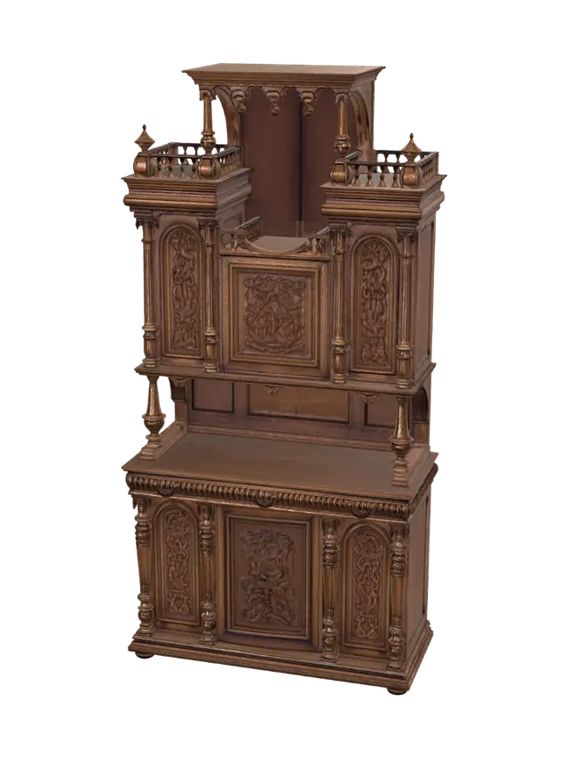 3D model for Antique Carved Oak Hall Cabinet