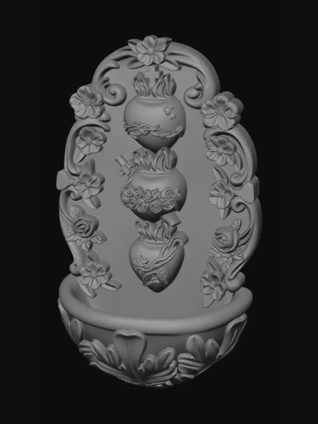 3D model for Three Stacked Urns with Floral Border