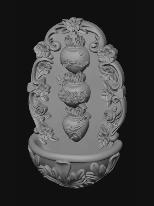 3D model for Three Stacked Urns with Floral Border