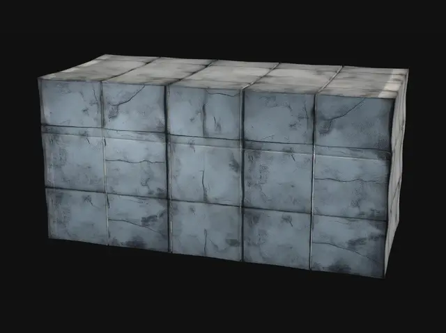 3D model for modular concrete wall panel, abandoned industrial horror environment, cracked concrete, subtle damage, dirty stains, edge wear, realistic PBR texture, low poly optimized, clean topology, modular game asset, seamless edges, realistic scale, Unreal Engine ready, dark moody atmosphere