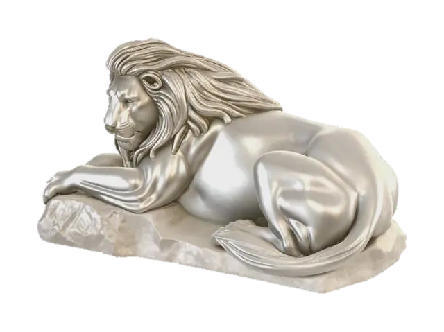 greek statue of a sleeping lion made of stone. 3D model, vytvořený pomocí AI