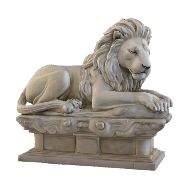 greek statue of a sleeping lion made of stone. 3D model, vytvořený pomocí AI