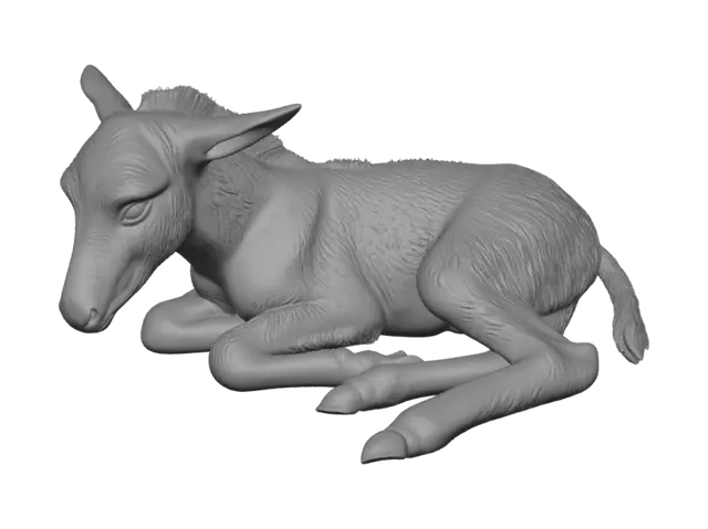 3D model for Grey foal resting on wood shavings