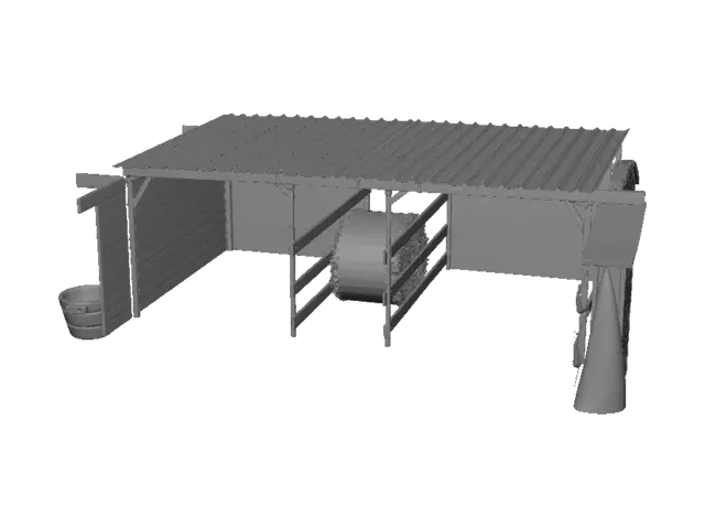 3D model for Open-Sided Wooden Animal Shelter