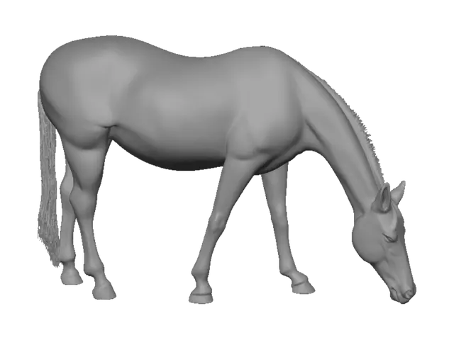 3D model for Grazing Horse in a Sunlit Farmyard