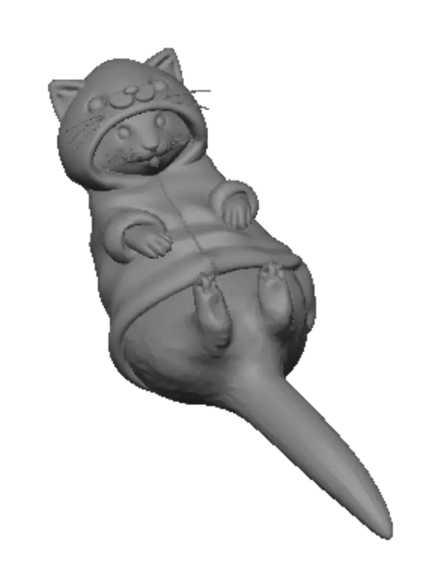 3D model for Cozy Ferret in a Cat Hoodie