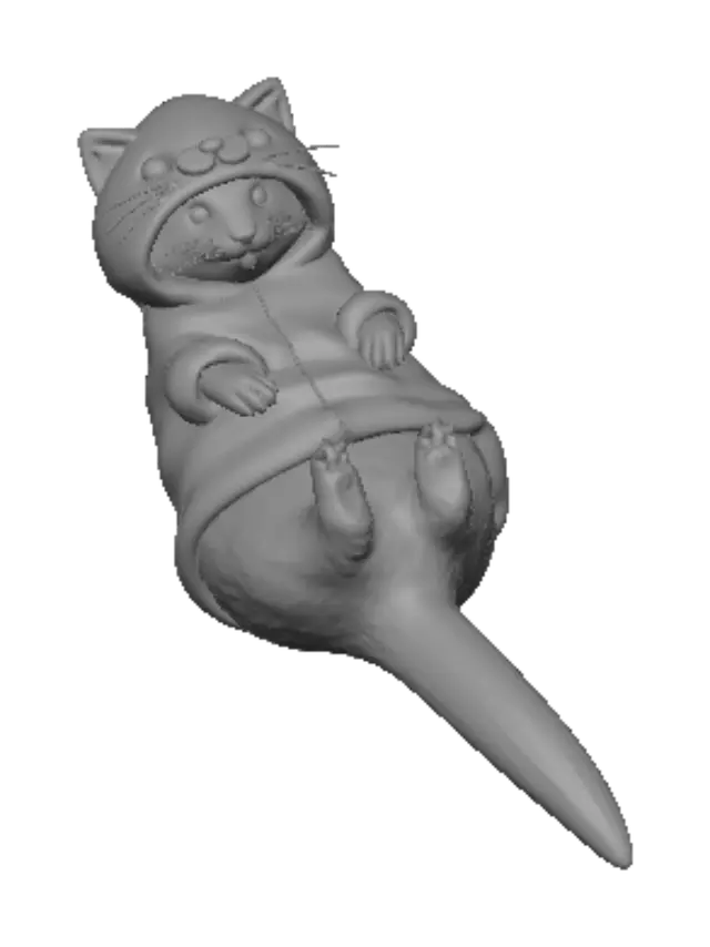 3D model for Cozy Ferret in a Cat Hoodie