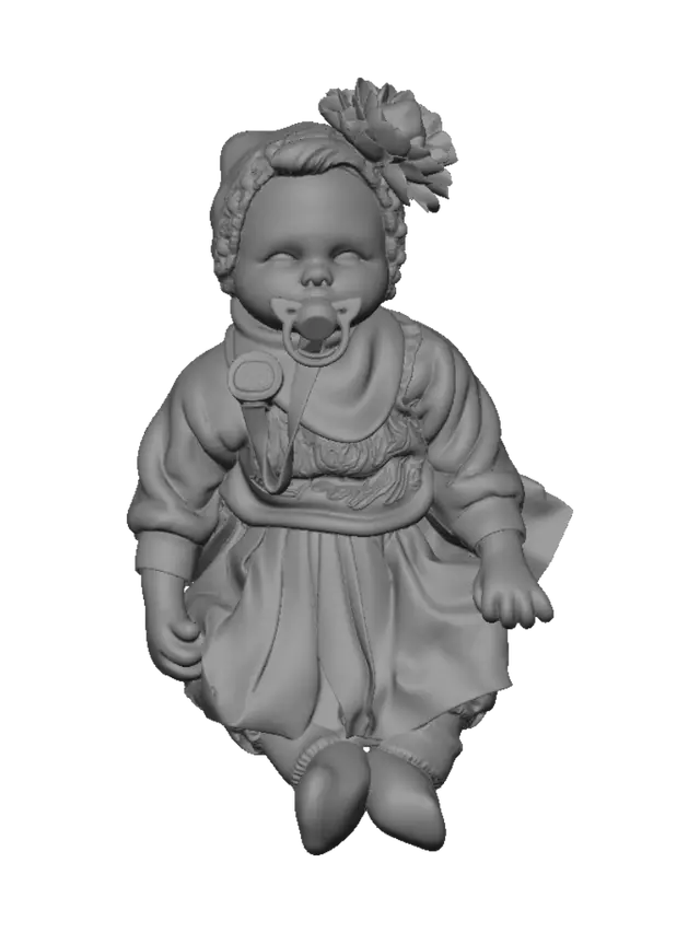 3D model for Baby Doll with Pink Flower Headband