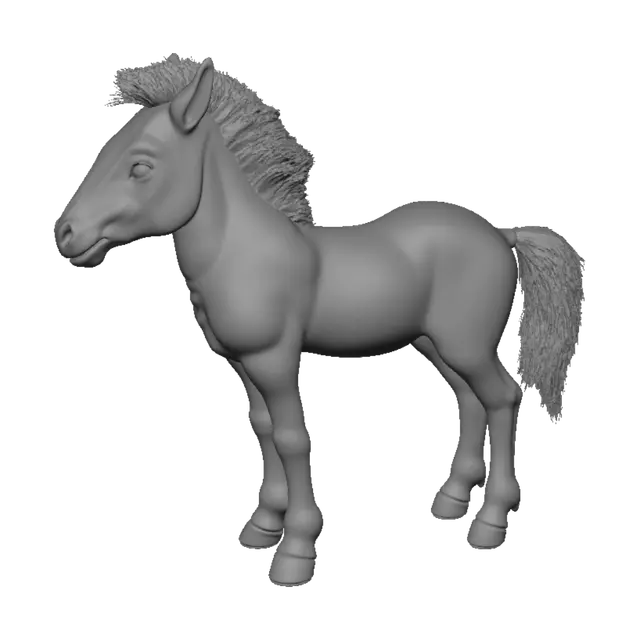 3D model for Shetland Pony Fohlen stehend, Ohren entspannt nach hinten gelegt