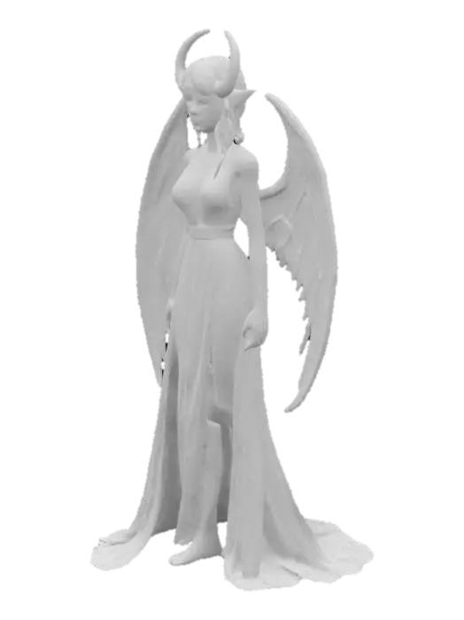 3D model for Twilight Guardian a powerful, serene, and mystical with intricate glowing bioluminescent tattoos adorning their arms, torso, and face complemented by delicate, crescent-moon shaped wings sprouting from their back that resembles the soft tones of dusk, bold, expressive pencil marks and subtle texture of the paper visible, conveying a sense of ethereal mysticism and quiet strength, with the Guardian's facial features illuminated by the soft lunar glow of their tattoos, eyes blue and full body