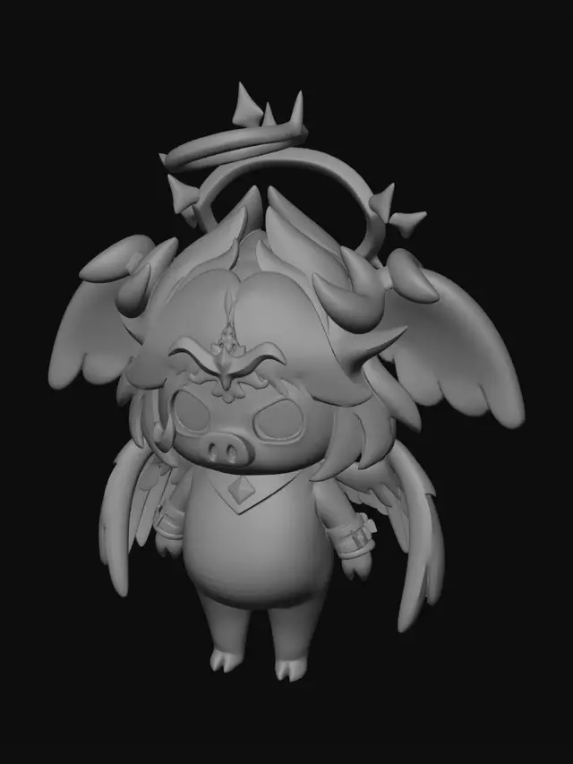 3D model for Winged Angel Pig Character Sheet